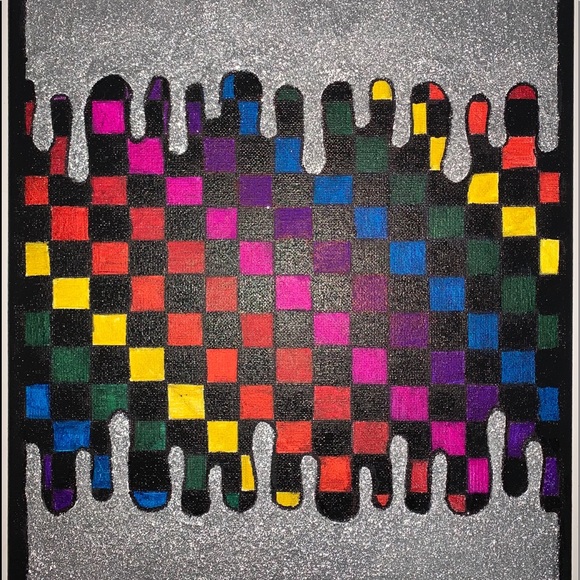 Rainbow and Glitter drip painting - Picture 1 of 1